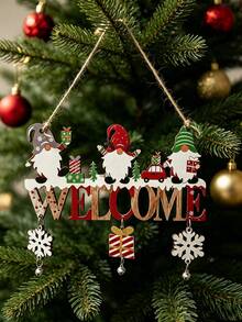 1pc Christmas Wooden Hanging Decoration, Santa Claus, Snowman And Reindeer Pattern, With Snowflake And Bell Pendant, "CHRISTMAS" Letter Design, Christmas Tree/Door/Wall/Window Home Decor, Can Be Used As Christmas Gift - View 18