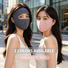 2pcs Full Coverage UV Protection Face Mask, Soft Ice Silk Breathable Ventilation Hole Design, Windproof & Dustproof Face Cover, Protects Cheeks, Eyes & Neck, Suitable For Daily Outdoor Sports - Pink + Gray - View 2