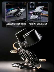 360° Rotatable Dual-Ring Three-Finger Phone Stand, Multi-Function Rotating Folding Magnetic Phone Handle Holder, Back-Clip Phone Support Stand, Suitable For Multiple Phone Models - Multicolor - View 6