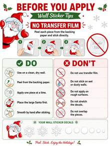 SUPSTICKER 1 Set Stiker Dinding Natal, Stiker Liburan Transparan Santa & Rusa Kutub, 2 Gaya, Dekorasi Rumah Meriah untuk Dinding, Jendela, Pintu & Furnitur - 1PC - View 11