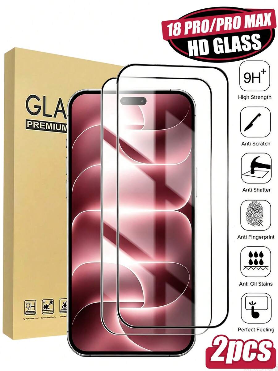 2 Packs [2026 New] 9H+ Tempered Glass Screen Protector Compatible With Iphone Duo/18 Pro Max/18 Pro/18/17 Pro Max/17/17 Pro/17 Air/16 Pro Max/16/16 Plus/16 Pro/15 Pro Max/15/15 Pro/15 Plus/14 Pro Max/14/14 Pro/14 Plus/13/13 Pro Max/12/11, Full Coverage, Black Edge, HD Clear, Anti-Scratch, Anti-Shatter, Anti-Fingerprint, Bubble Free, Easy Install, Case Friendly - Clear - View 1