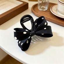 Polka Dot Bow Hair Clip, Black And White Color, Strong Grip Hair Accessories For Women, Suitable For Daily And Office Hairstyles - Multicolor - View 7