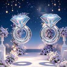 Diamond Ring Balloon Set, Includes Laser Silver Diamond Ring Foil Balloon, Suitable For Proposal Ceremony, Engagement Party And Other Occasions - View 5