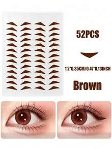 208/104/52pcs Self-Adhesive Cat Eye Wing Eyeliner Stickers, Waterproof Reusable Eye Makeup Stickers For Beginners, Black & Brown Optional - Multicolor - View 13