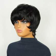Short Straight Human Hair Wig 6inch 150% Density Wigs For Women Brazilian Remy Layered Hair Wig For Daily Wear Full Machine Made Wig 1B Color With 4# Color - Multicolor - View 10