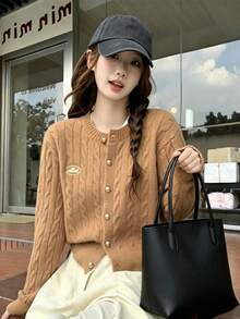 Women Cardigans - Camel - View 3