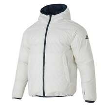 Adidas 3-Stripes Reversible Solid Color Long Sleeve Warm Duck Down Hooded Jacket Men's Navy/White - Navy Blue/White - View 7