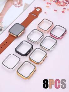 8件組 PC+鋼化玻璃 2合1 手錶保護殼，相容 40mm、41mm、42mm、44mm、45mm、46mm、49mm 機型，時尚運動休閒風，防震耐用，觸控靈敏，易於佩戴，相容 Series Ultra/12/11/10/9/8/4/6/5/4/SE，相容 男款與女款手錶殼 - 多色7 - 查看 2