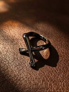 CIREY 1pc Unique Design Articulated Double Leg Ring, Distressed Vintage Niche Men's Finger Ring - Leg Ring - View 5