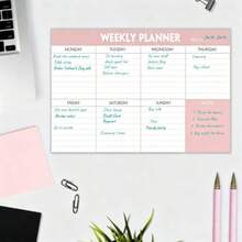 Weekly Planner Notepad To-Do List Memo Pad, 50 Tear-Off Sheets, Home & Office Weekly Calendar Desk Memo Pad, Maximize Efficiency, 8.26 X 11.2 Inches 28.5 X 21 Centimeters - Pink - View 4