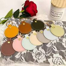 4pcs/12pcs DIY Handmade Jewelry Large Round Creative Leather Keychain, Leather Heart Pendant Key Ring, Fashion Key Ring, Bag Accessory, Unique Backpack Charm, Car Keychain, Birthday Gift, Party Favor, Winter - Multicolor - View 7