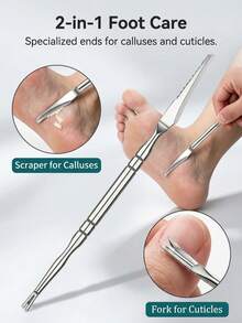 2pcs [Foot Repair Knife+Storage Box] Professional Stainless Steel Pedicure Knife And Dual-Ended Callus Remover - Precision Foot Care Tool For Dead Skin And Cuticle Maintenance - A - View 3