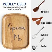 Rosewood Kitchen Countertop Spoon Holder, Stove Spoon Rack, Kitchen Spatula Rack, Coffee Spoon Holder, With Anti-Slip Silicone Pads, Farmhouse Style Spoon Rest - Light Brown - View 5