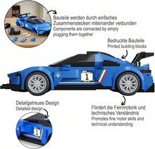 CaDA C55031--  GT2 Racing Car Building Block Model, 1:24 Scale, 240 Pieces, Adult Collectible Building Block Toy, Blue Track Edition - Blue - View 4