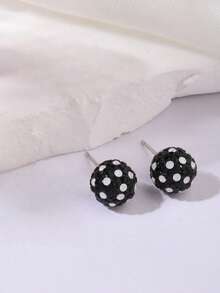 1 Pair Summer Cool Sparkling Stud Earrings, Vibrant Colors With Handmade Design, Lightweight And Eye-Catching, Versatile For Any Style - Dot-shaped Earrings - View 3