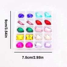 Assorted Shapes, 20pcs/Pack, Mixed Shapes, Flat Back Double Hole Exquisite Glass Rhinestones, Used For Sewing Wedding Dresses, Handbags And Shoes, Jewelry Making, Craft Accessories - Assorted Shapes 20pcs - View 3