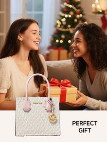 Michael Kors Mercer Medium Pebbled Leather Crossbody Bag - Rice Pink - View 6