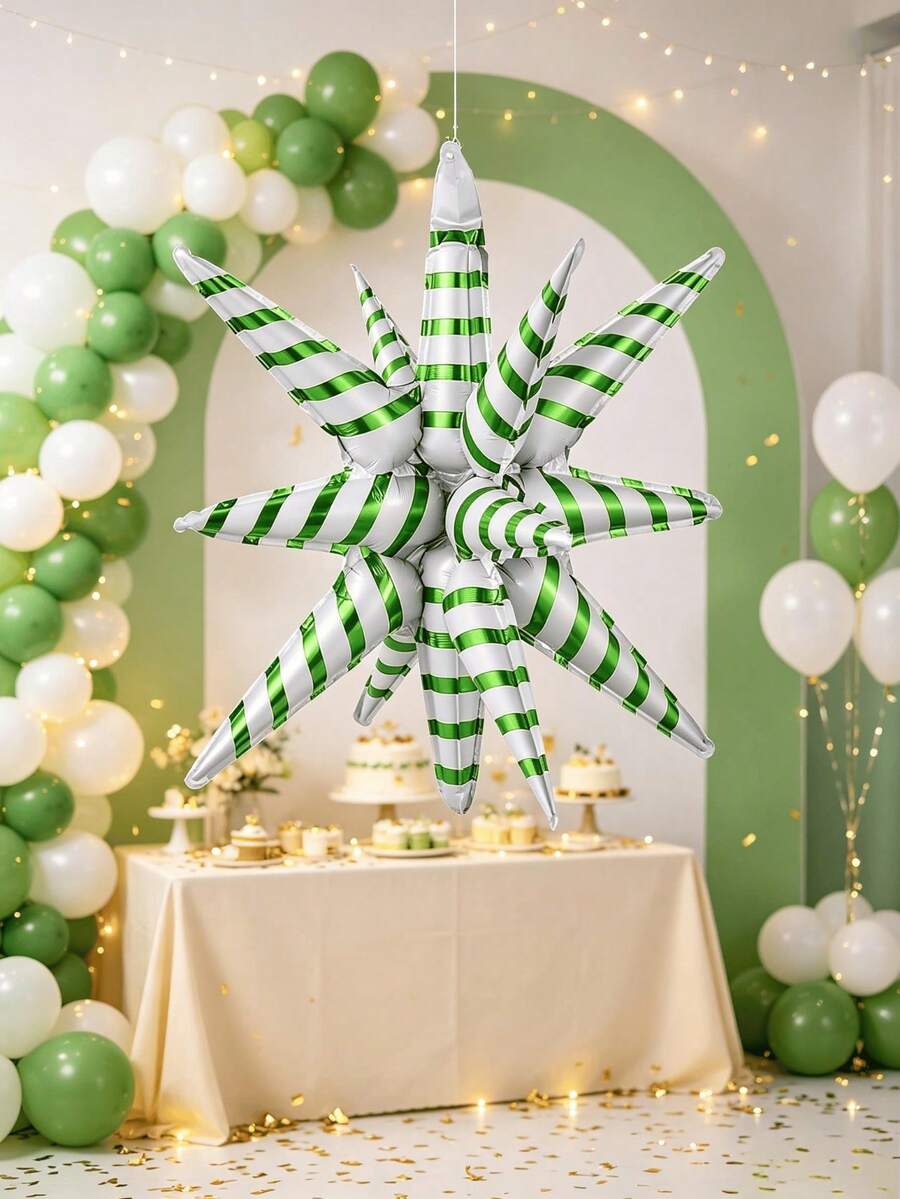 22 Inch 4D Explosion Star Foil Balloon, Water Drop Mylar Decor For Birthday Christmas Party - Multicolor - View 1