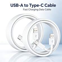 1/2 buah Kabel Pengisian Cepat USB ke Type-C 3,3 kaki/100 cm Kabel Data Pengisian Daya Efisiensi Tinggi Kabel Pengisian Cepat Kompatibel dengan Ponsel Seri 18/17/16 Pro Max/16 Pro/16 Plus/16/15 dan Laptop - Putih - View 1
