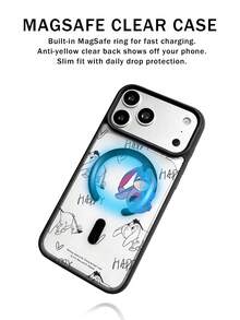 Miniso 1pc New Magnetic Wireless Charging Phone Case, Creative Black Raised Camera Protection, Unique Pattern, Officially Licensed Snoopy Pink Plaid Cartoon Phone Shell, Thick Anti-Drop Protective Cover, Compatible With Apple Series Apple 17/18 Pro Max/Air, 16 Phone Case 11/12/13/14 Plus/XR/7/8 Plus/15 Pro Max, Couple Gift - Black - View 5