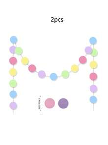 4pcs/Set Dekorasi Karangan Bunga Natal Kertas Polkadot Warna-warni, Ornamen Gantung Berkilau Bulat dengan Latar Belakang Pita, Cocok untuk Ulang Tahun, Kelas, Halloween, dan Dekorasi Mobil - Warna makaron - View 9