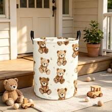 1PC Dopamine Aesthetic Cute Cartoon Pet Print Storage Basket With Handles, Kawaii Dog Cat Rabbit Paw Heart Pattern Laundry Hamper, Multi-Purpose Organizer For Clothes Sundries, Home Decor / Room Decor - Multicolor - View 5