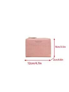 Pink Embossed Bifold Wallet For Women, Compact Zip Around Purse With Gold Hardware, Slim Leather Card Holder Coin Pocket - Pink - View 4