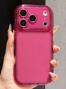 可愛馬卡龍色果凍手機殼，相容 iPhone 18 Pro Max 18 Pro 18 17 Pro Max 17 Pro 17 Air 17 16 Pro Max 16 Pro 16 Plus 15 Pro Max 15 Pro 15 14 Pro Max 14 Pro 15 16 12 13，防震相機鏡頭保護套 - 酒紅色磨砂透明 - 查看 4