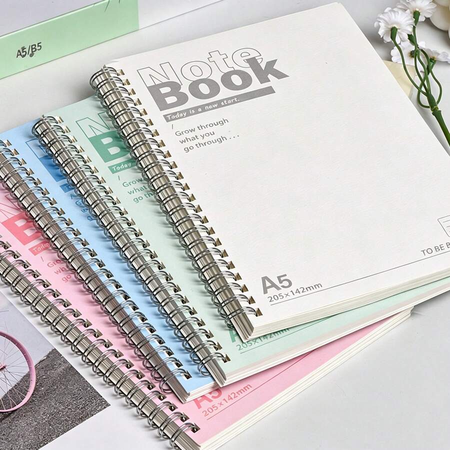 A5 Spiral Notebook - Simple Hardcover With Tear-Out Inner Pages And Glossy Finish, Suitable For Various Occasions Such As Office Work, Study, And Gifting. The Cover Design Is Inspiring, And The Binding Is Sturdy And Durable. - Multicolor - View 1