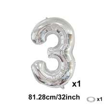 32英吋 81cm 銀色數字氣球 數字24 鋁箔膜 適用於派對、婚禮、單身派對、生日、新娘派對、畢業、週年慶祝裝飾 (0-9) - 彩色 - 查看 14