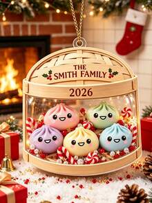 Personalized Dumpling Christmas Ornament, Customizable Text, Perfect Home Decor, Exquisite Christmas Home Decor, Customized Holiday Christmas Tree Ornament, Family Gift - Multicolor - View 3