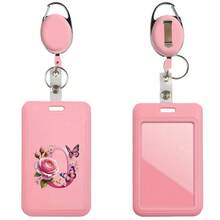 Pink ID Card Holder With Retractable Badge Reel Clip, Anti-Theft Card Sleeve, Pink Thumb Slot Hard Plastic Card Protector, Expandable ID Card Holder, Medical Insurance Card Protector, Waterproof Medical Card/Social Security Card Protector, Transit Card Holder - Pink - View 21
