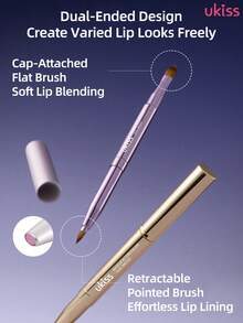 ukiss Portable Dual-Ended Lip Brush: Precise Lip Lining + Filling & Blending, Soft Lip Color Application, Soft Bristles, Multi-Use For Eyeshadow/Concealer/Contour - Gold - View 4