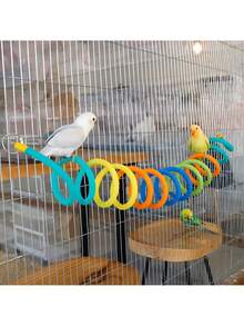 Spring Stretch Bird Swing, Bright Colors, Extra Long Spiral Parrot Swing Toy, Stretchable Up To 118.11 Inches, Can Be Hung Inside Or Outside Bird Cage, Easy To Install, Can Be Hung Vertically, Diagonally, Or Horizontally - View 7