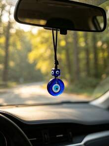 1pc Evil Eye Car Rearview Mirror Hanging Decoration, Car Interior Decor Accessory, Unisex - A - View 1