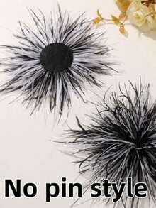 1pc Handmade Firework Feather Flower Brooch, Colorful Accessory For Women's Hats, Clothing, Wedding, Party - Feather Flower - View 26