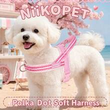 1PC New Pet Dog Harness, Cute Light Color Pet Harness With Matching Style Leash, Striped Style Cute And Versatile, Fashionable And Stylish, Soft Lining Comfortable To Wear, Adjustable Size, Easy To Clean And Non-Sticking Hair, Suitable For Small And Medium Dogs, Perfect Choice For Daily Outings, Outdoor Hiking, Camping And Picnic - Pink - View 6