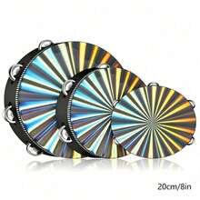 8/10 Inch Laser Colorful Handheld Tambourine, Single Row Metal Jingle Bells Hand Shake Bell, Professional Orff Percussion Instrument, Stage Performance Band Accompaniment Prop, Music Classroom Adult Teaching Gathering Party Atmosphere Accompaniment Hand Shake Instrument - Multicolor - View 13
