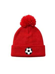 1/2pcs Unisex Print Soccer Knitted Beanie Hat,Soft Warm Winter Cap For Outdoor Activities,Daily Wear,Cold Weather - Multicolor - View 6