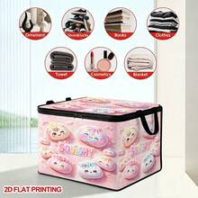 1PC Factory Direct Squishy Cute Bun Pattern Under-Bed Storage With Zipper Flap Foldable Storage Box - Suitable For Book Organization, Under-Bed Storage, Car Trunk Storage, Cosmetics, Hair Styling Tools, Toy Storage, Student Back To School Storage, Office, Home Organization, Clothing, Blankets, Daily Essentials Large Capacity Storage - A - View 8