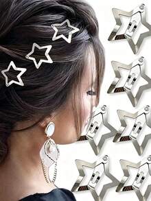 10/20/30/50/100pcs European And American Hot-Selling Five-Pointed Star BB Hair Clips, Sweet Cool Hot Girl Bangs Clips, Star Hair Accessories Side Clips - Multicolor - View 5