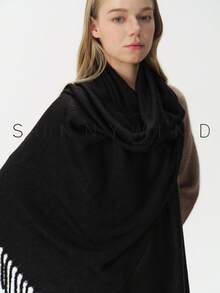1pc Women's Leopard Print Animal Pattern Polyester Elegant Versatile Warm Scarf For Daily Use - Black - View 3