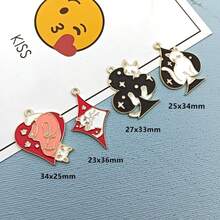 5pcs Alloy Oil Drop Personalized Retro Poker Element Pendant, Heart, Plum Blossom, Square Charms, DIY For Phone Chains, Bags, Necklaces, Earrings, Keychains, Jewelry Accessories - Multicolor - View 10