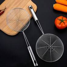 1/3pcs Stainless Steel Frying Strainer Spoon, French Fries Kitchen Utensil Filter, Suitable For Frying, Hot Pot, Cooking, Scooping, Baking, Restaurant And Home Kitchen Use - Silver - View 3