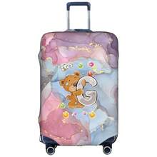 Marble Gradient Background Cute Teddy Bear Letter Luggage Suitcase Cover, Elastic Stretch Luggage Protector Sleeve, Scratch-Resistant Dust-Proof Reusable Travel Accessory - Multicolor - View 14