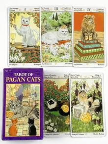 1 BoxTarot Of Pagan Cats 78 Cards ,Fantasy Theme,Witchcraft Culture Divination Deck,Cat Lover, Tarot Collector - Multicolor - View 3