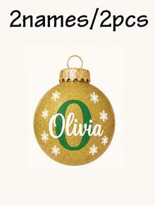 Custom Initial Christmas Ball Ornament, Personalized Holiday Tree Hanging Decor, Sparkly Red Green Bauble, Customized Name Family Keepsake Gift, Customizable Xmas Ornament For Home, Party & Gift Giving, Christmas Decorations, Merry Christmas, Family - Style D - View 18