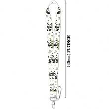 1 Piece Cute Panda Bamboo Print Lanyard With ID Badge Holder, Cartoon Animal Neck Strap Card Holder For Student Work ID Keys, Panda Lover Gift - Multicolor - View 11