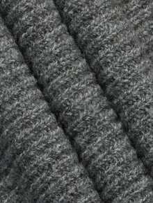 Women's Grey V-Neck Single-Breasted Ruffle Hem Wool Blend Cardigan Sweater, Autumn Outfit For Outing, Dating, Shopping And Commuting - Grey - View 4