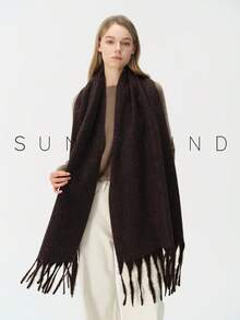 1pc Women's Solid Color Polyester Soft Skin-Friendly Warm Scarf For Daily Use - Dark Grey - View 3